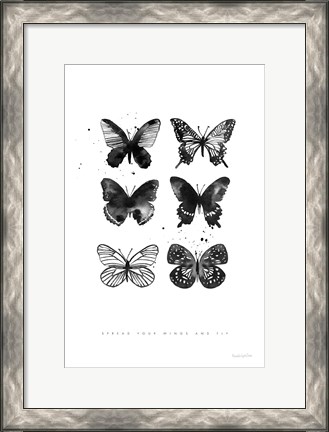 Framed Six Inky Butterflies Print