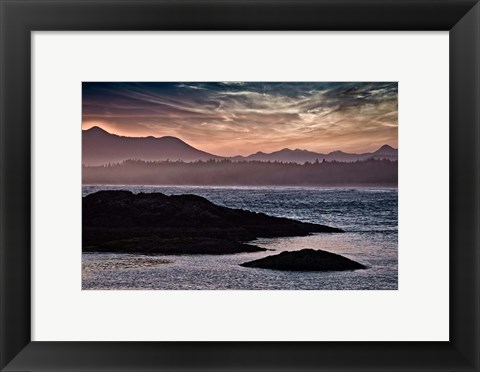 Framed Sunset Glow at Wickaninnish Beach Print