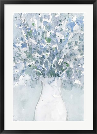 Framed Powder Blue Arrangement in Vase II Print