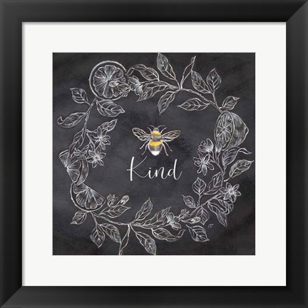 Framed Bee Sentiment Wreath Black II-Kind Print