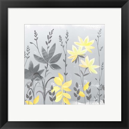 Framed Soft Nature Yellow &amp; Grey II Print