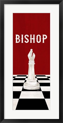 Framed Rather be Playing Chess Pieces Red Panel IV-Bishop Print