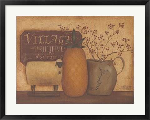 Framed Sheep and Pineapple Print