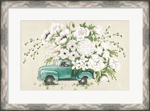 Framed White Floral Truck Print