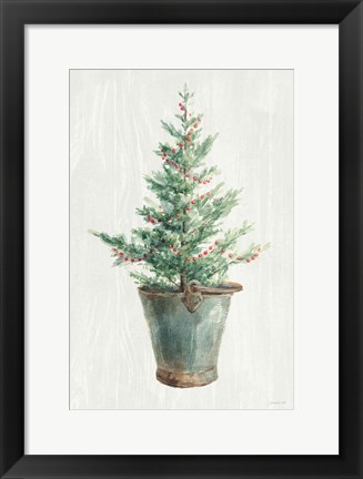 Framed White and Bright Christmas Tree I Print
