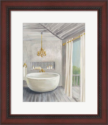 Framed Attic Bathroom II Gray Print