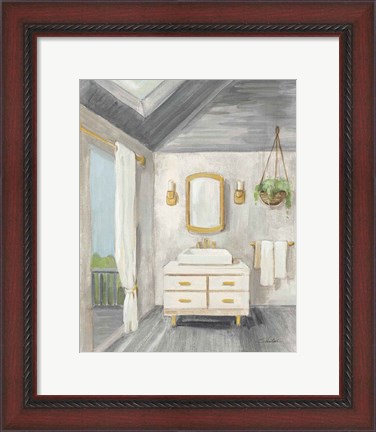 Framed Attic Bathroom I Gray Print