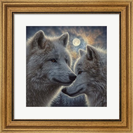 Framed Moonlight Wolf Mates Print
