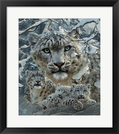 Framed Snow Leopard Collage Print