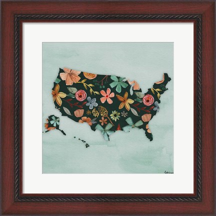 Framed Floral America III Print