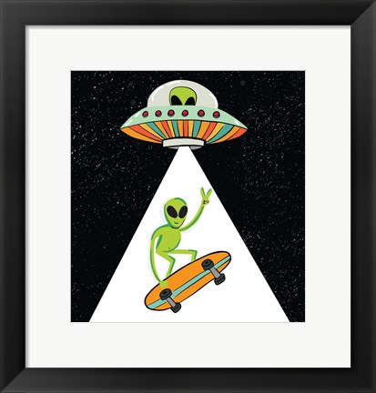 Framed UFO Alien Print