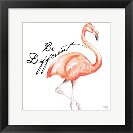 Framed Be Different Flamingo I Print