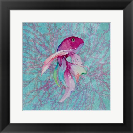 Framed Fish On Coral I Print