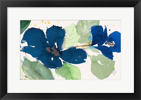 Framed Blue Watercolor Flowers I Print