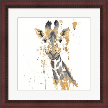 Framed Gold Water Giraffe Print