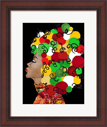 Framed African Goddess With Colorful Hair Print