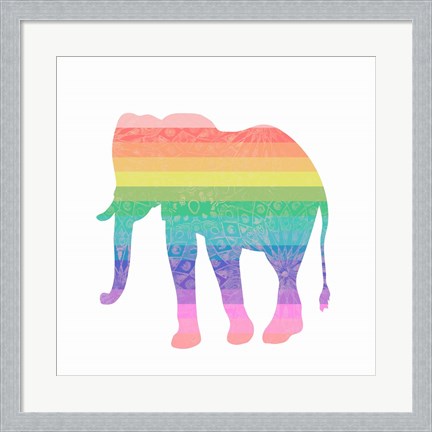 Framed Rainbow Elephant Print