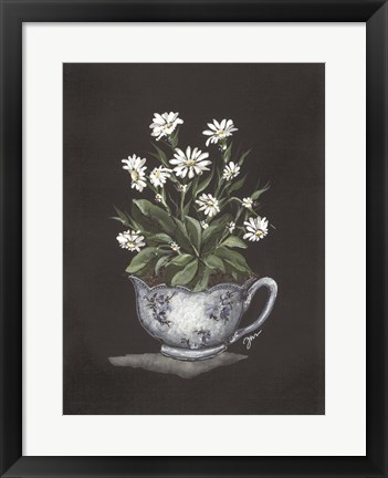 Framed Tea Cup Daisies Print