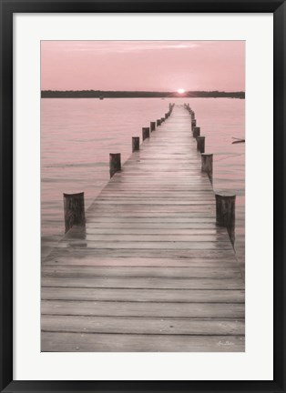 Framed Pink Sunset at the Dock Print