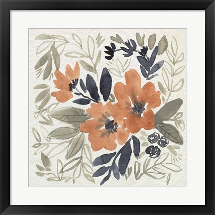 Framed Sienna &amp; Paynes Flowers I Print