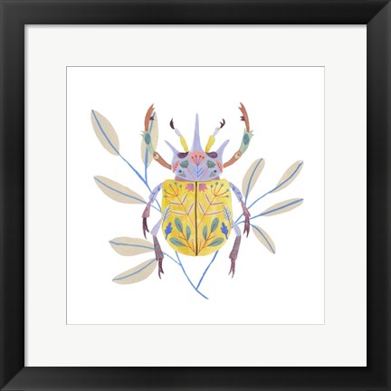 Framed Floral Beetles I Print