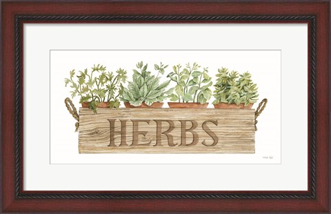 Framed Crate of Herbs Print
