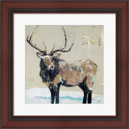 Framed Winter Elk Neutral Print