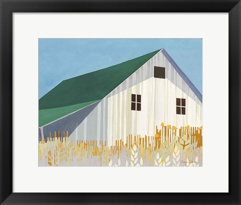 Framed Wheat Fields Green Crop Print