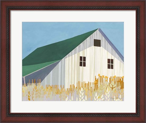 Framed Wheat Fields Green Crop Print