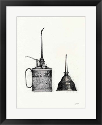 Framed Oil Cans with Color Crop Print