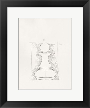 Framed Chess Set Sketch V Print