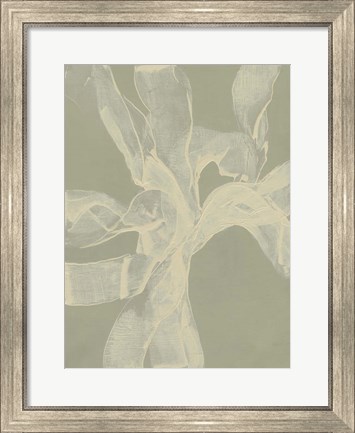 Framed White Ribbon on Celadon II Print