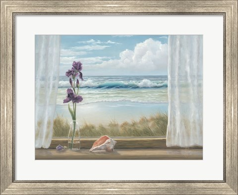 Framed Irises on Windowsill Print