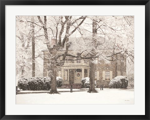 Framed Winter Home at Christmas Print