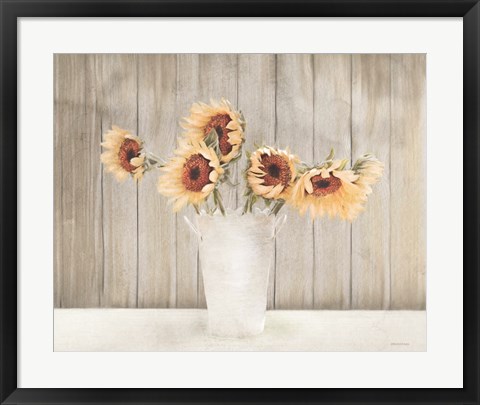 Framed Country Sunflower Vase Print