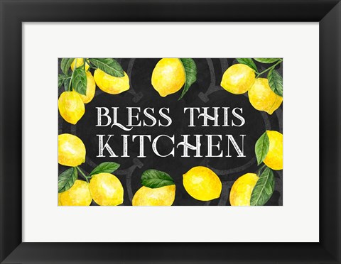 Framed Live with Zest sentiment landscape I-Bless this Kitchen Print