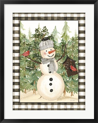 Framed Snowman and Birdhouse Print
