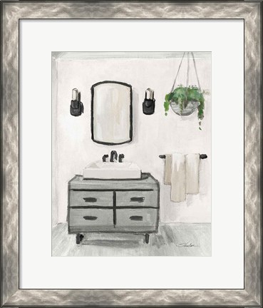 Framed Attic Bathroom I Light Crop Print