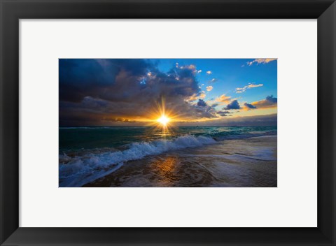 Framed Sunrise Over Miami Beach Print