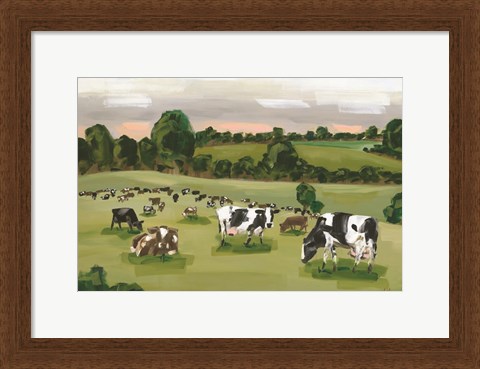 Framed Abstract Field of Cows Print