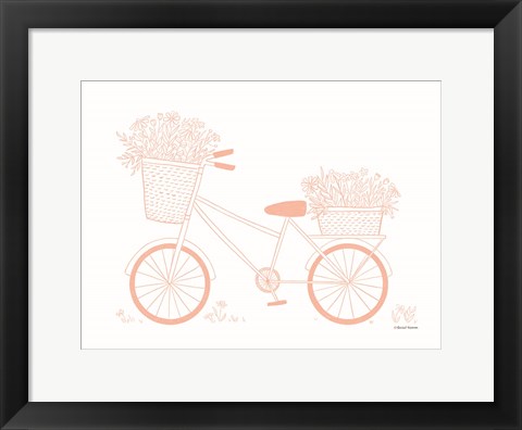 Framed Pink Flower Bike Print