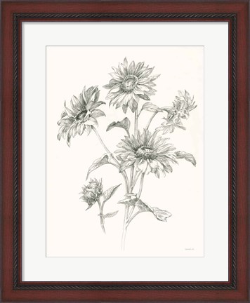 Framed Farm Nostalgia Flowers I Dark Gray Print