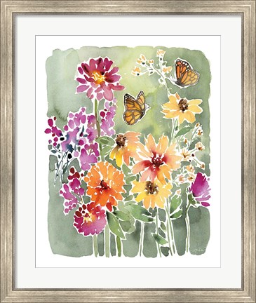 Framed Monarchs and Blooms Print