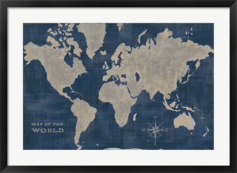 Framed World Map Collage Deep Print