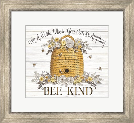 Framed Bee Kind Bee Hive Print