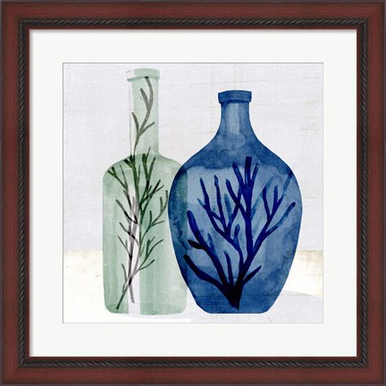 Framed Sea Glass Vase I Print