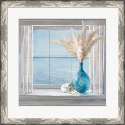 Framed Seaside Cottage View Shell Print