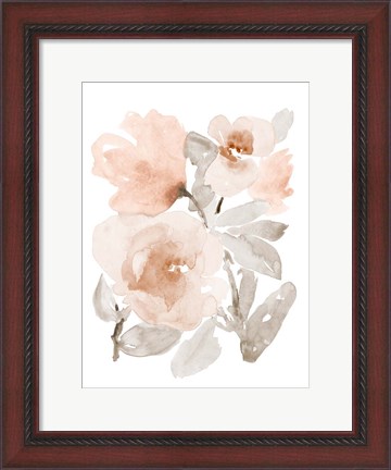 Framed Peach Tranquil Florals I Print