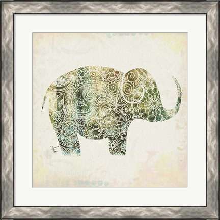 Framed Boho Elephant I Print