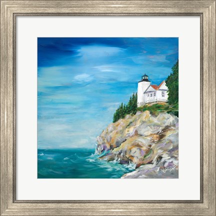 Framed Lighthouse on the Rocky Shore II Print